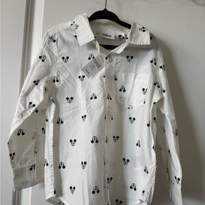 Disney Kids Button-Up Shirt with Black Mickey Print